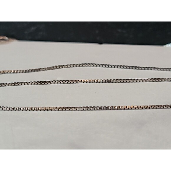 925 Sterling Silver Box Chain Necklace Vintage Italy - Picture 6 of 10